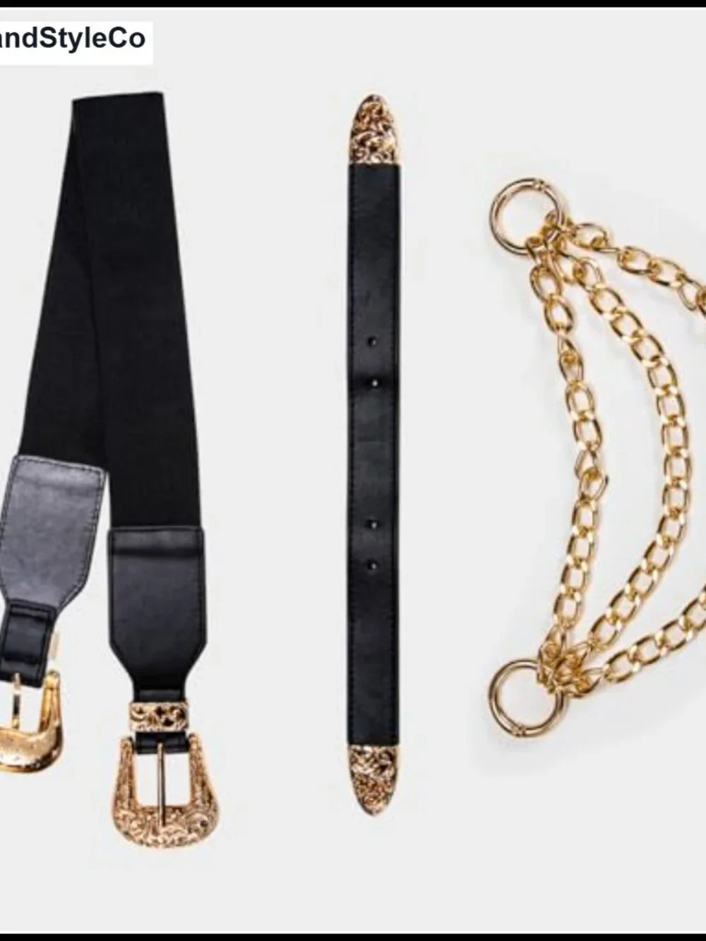Vintage Western Double Buckle Belt with Elastic Waist, Gold Buckle